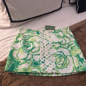 Lilly Pulitzer Green and White Textured Mini Skirt